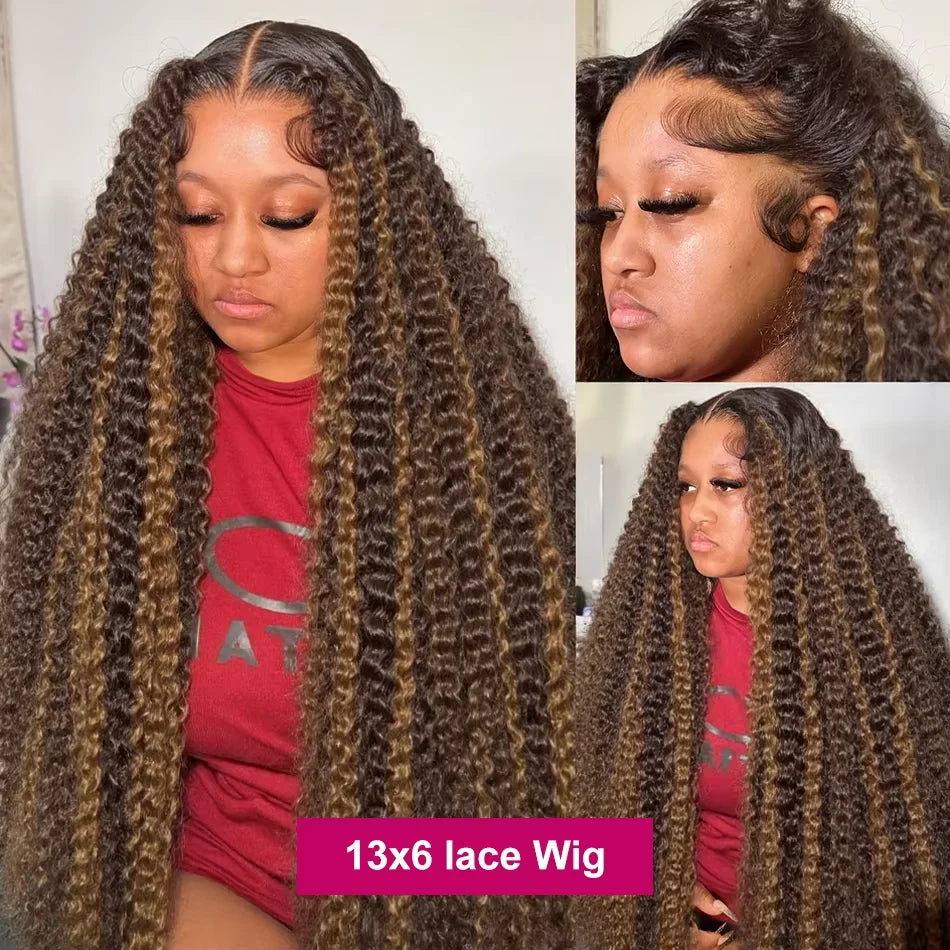 4/27 Highlight 220density Ombre Water Wave HD Lace Front Wig Glueless - OSASCO