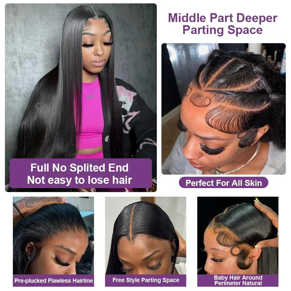 Glueless Black Straight Human Hair Lace Wig — product view