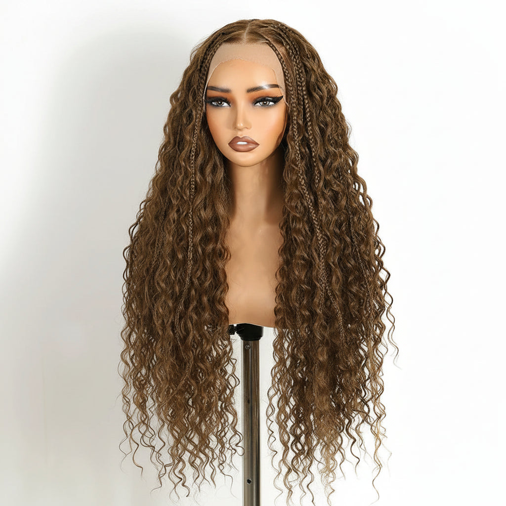 Women's Black Faux Locs Synthetic Lace Wig — product view