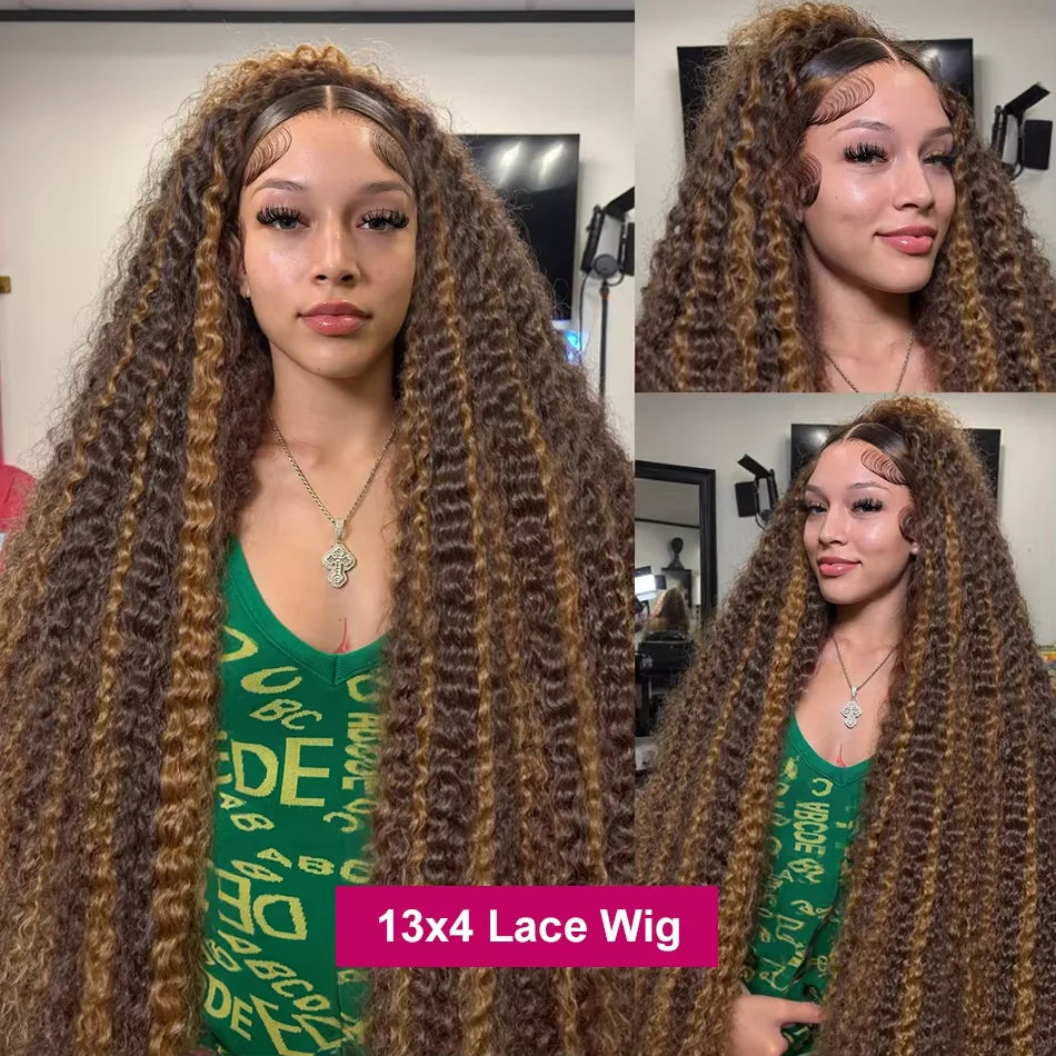 4/27 Highlight 220density Ombre Water Wave HD Lace Front Wig Glueless - OSASCO
