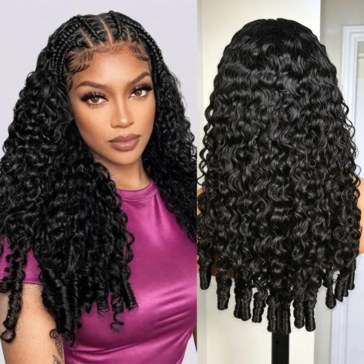 Women's Curly Human Hair Lace Wig — product view