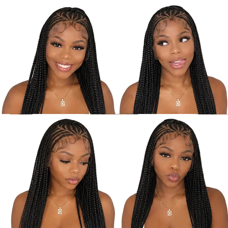 36' Box Braided Wig Artistic Tribal Cornrow Wig Pattern Long Knotless - OSASCO