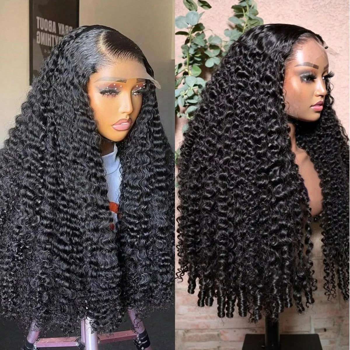 Women's Curly Human Hair Lace Wig — product view