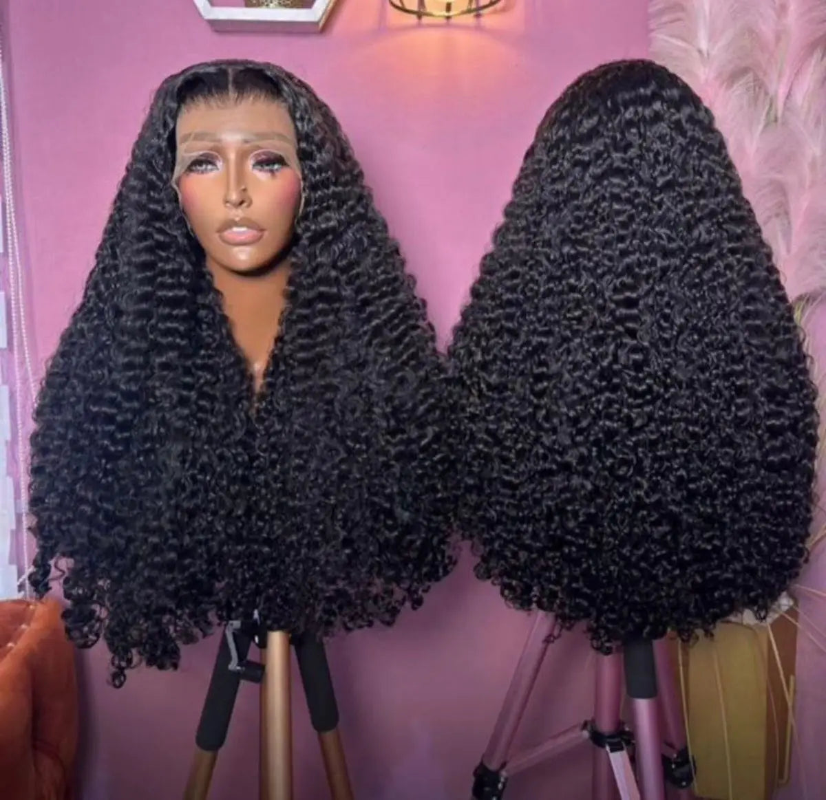 Women's Curly Human Hair Lace Wig — product view