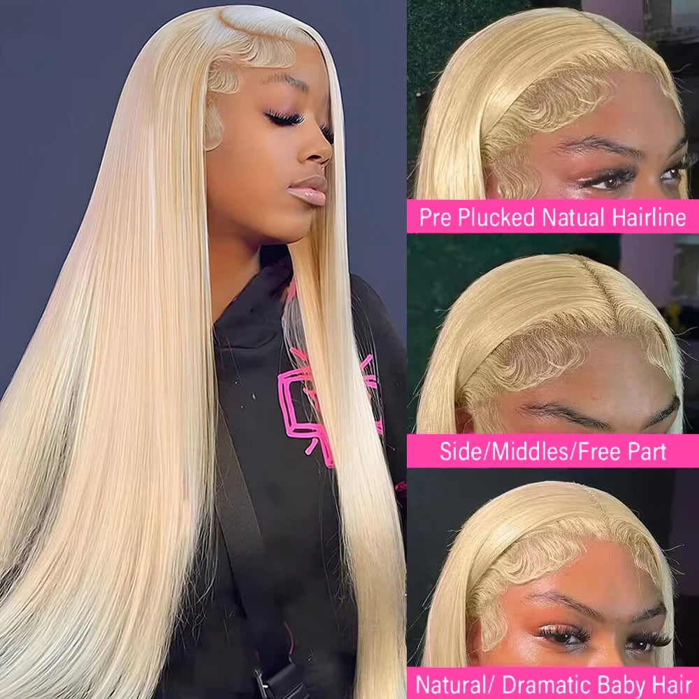 HD Transparent 613 Blonde Straight 13x4 13x6 Lace Front Human Hair - OSASCO