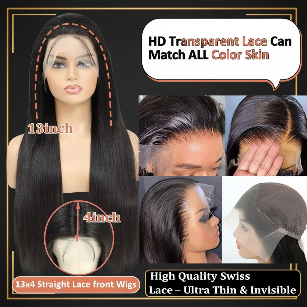 Women's Bone Straight Human Hair Lace Wig — product view