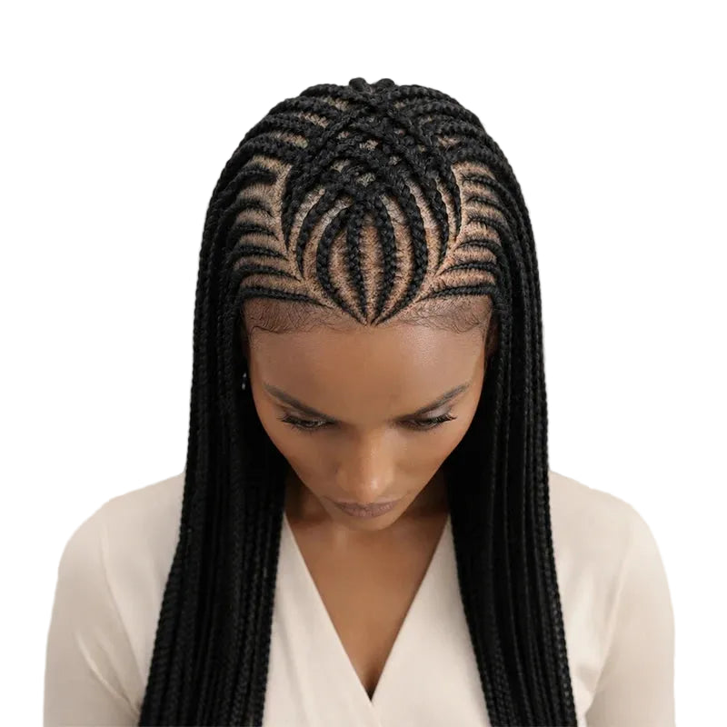 36' Box Braided Wig Artistic Tribal Cornrow Wig Pattern Long Knotless - OSASCO